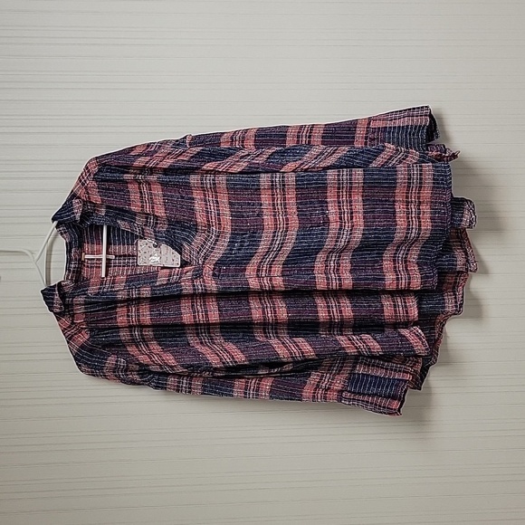 NWT Free People small plaid tunic with sequins - Picture 3 of 8